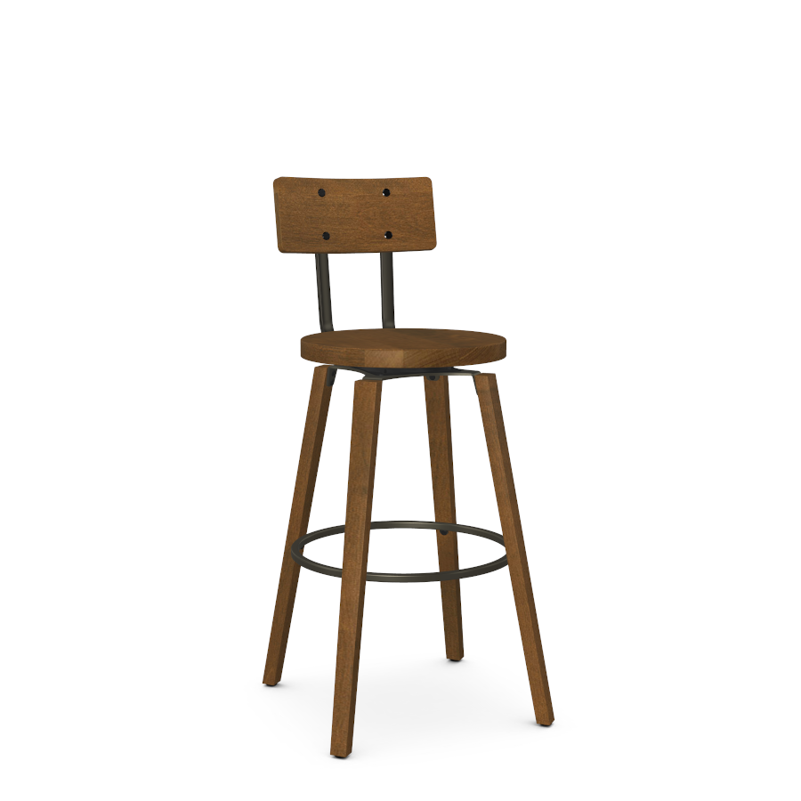Amisco Esteban Swivel Barstool with Wood Seat